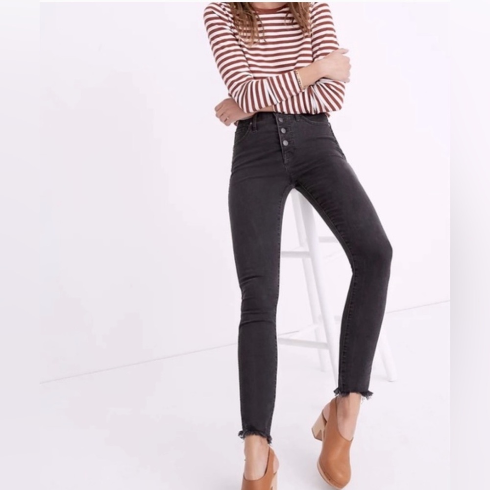 Madewell Dark Gray High Rise Skinny Jeans